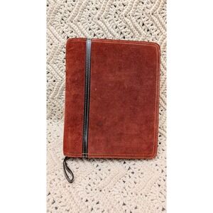 Franklin Covey Cow Suede Leather Zip Around Portfolio Organizer Planner Case
